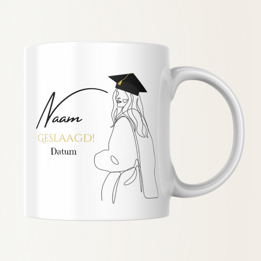 Mok met naam en datum - Geslaagd - Diploma - Meisje - Girl