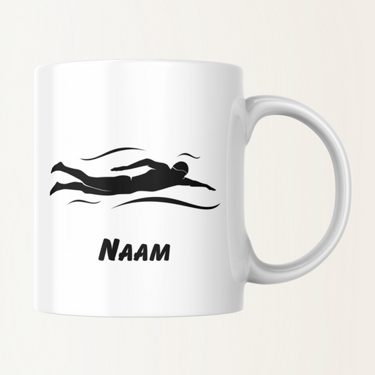 Mok met naam - Man zwemt - Zwemmen