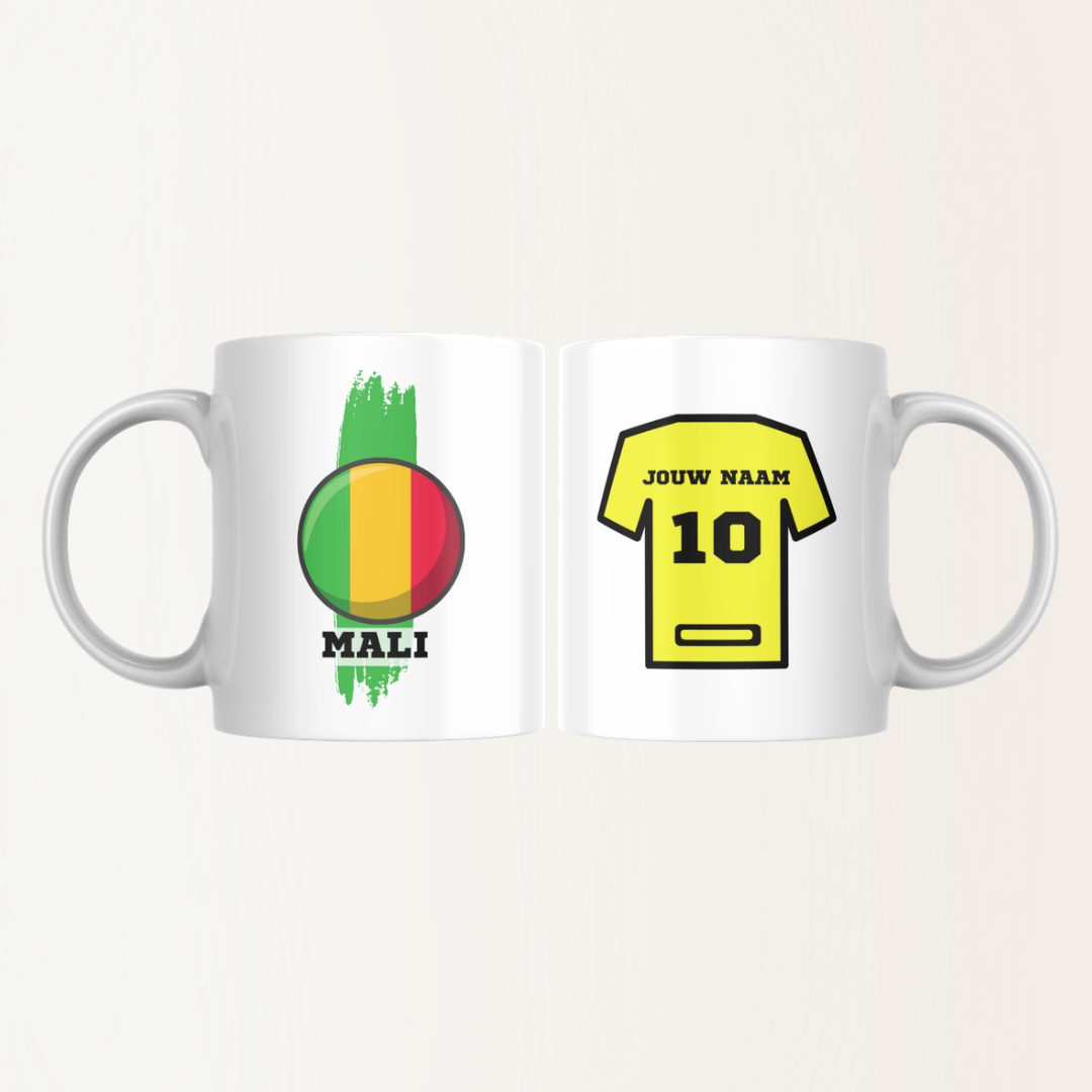 Mok met naam - Mali - Voetbalshirt - Rugnummer- Afrika Cup 2025