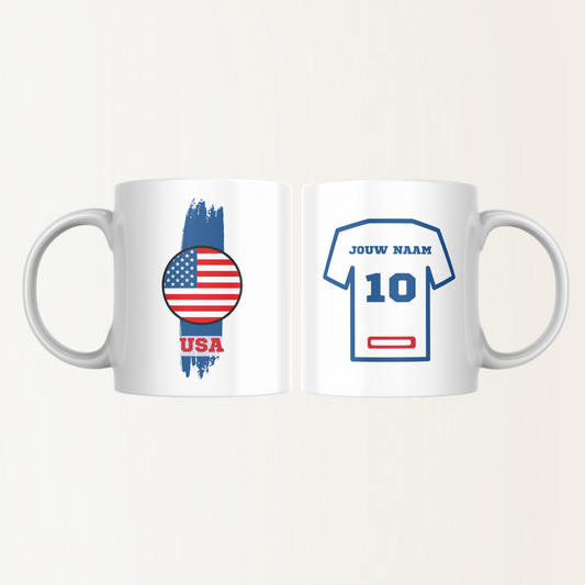 Mok met naam - USA - Voetbalshirt - Rugnummer 10