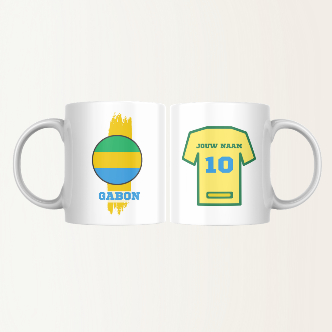Mok met naam - Gabon - Voetbalshirt - Rugnummer 10