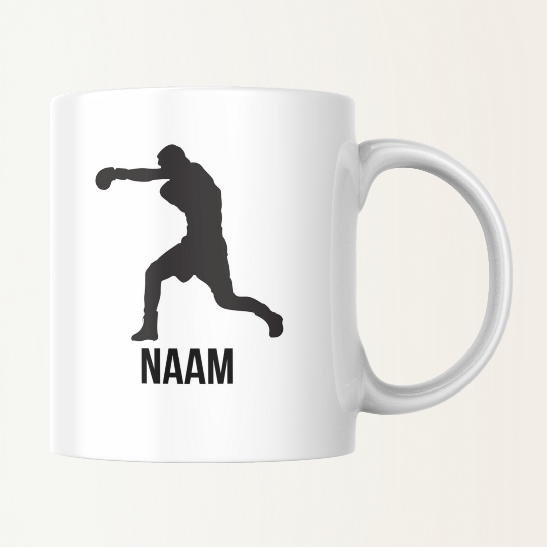 Mok met naam - Man die bokst - Kickboks - Boksen