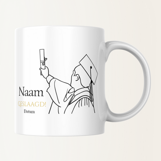 Mok met naam en datum - Geslaagd - Diploma - Jongen - Boy